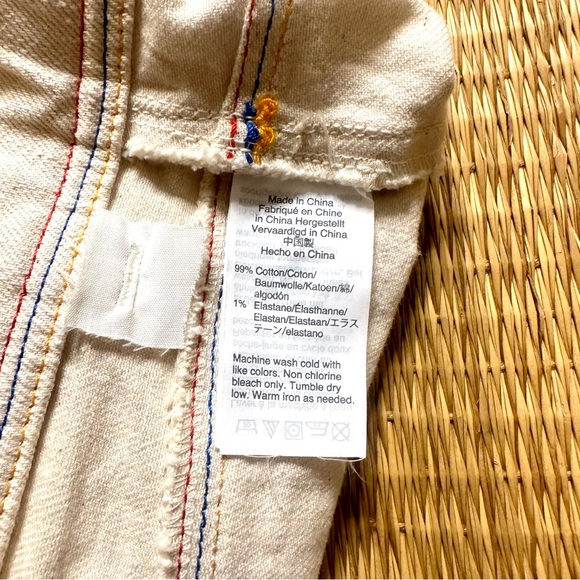 Madewell 70s Rainbow-Stitched Canvas Chase Highrise Patchpocket Shorts Cloud - Picture 9 of 9